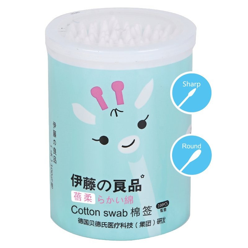伊藤良品 化妆眉眼修饰纸轴双头棉签(一头尖一头圆)婴儿宝宝用耳鼻