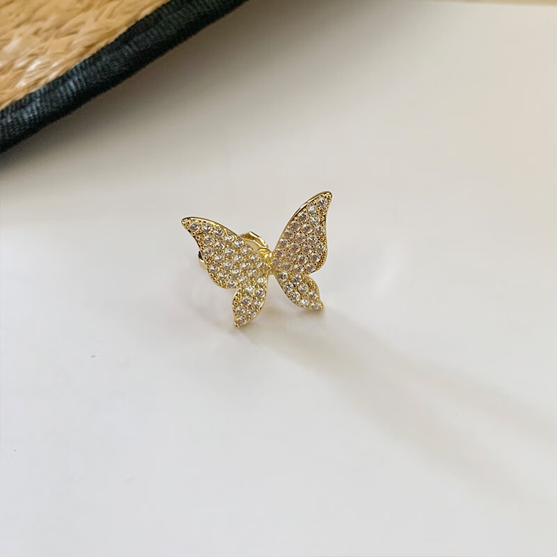 霂羽晨 轻奢满钻蝴蝶耳夹女无耳洞精灵耳饰 冷淡风简约百搭耳骨夹耳环