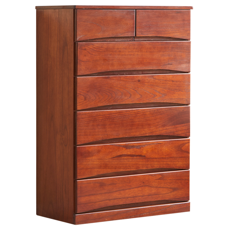 冯派  实木斗柜卧室整装中式简约储物柜斗柜抽屉式收纳柜 弓形75-6咖啡色 75*45*112.5