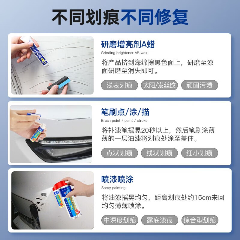 点缤长安深蓝SL03S7补漆笔月岩灰星云青汽车漆面划痕修复蜡自喷漆神器 补漆笔套装【备注颜色】小面积用