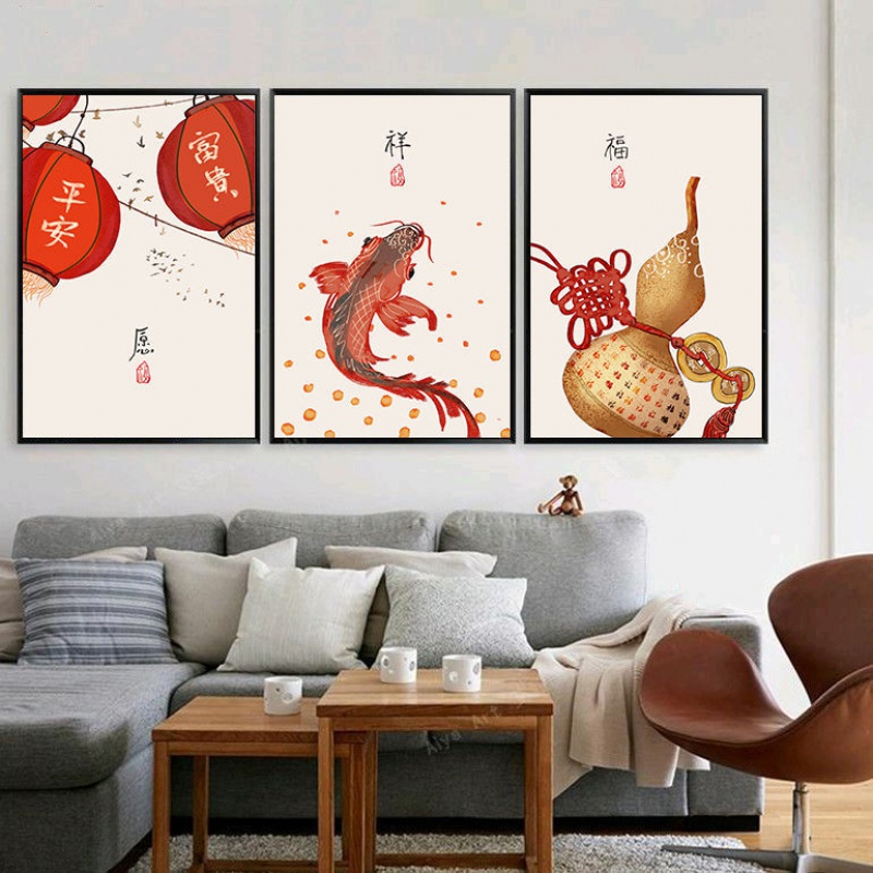 中式客厅装饰画沙发背景墙壁画书房挂画餐厅装饰品物卧室中国风北极象