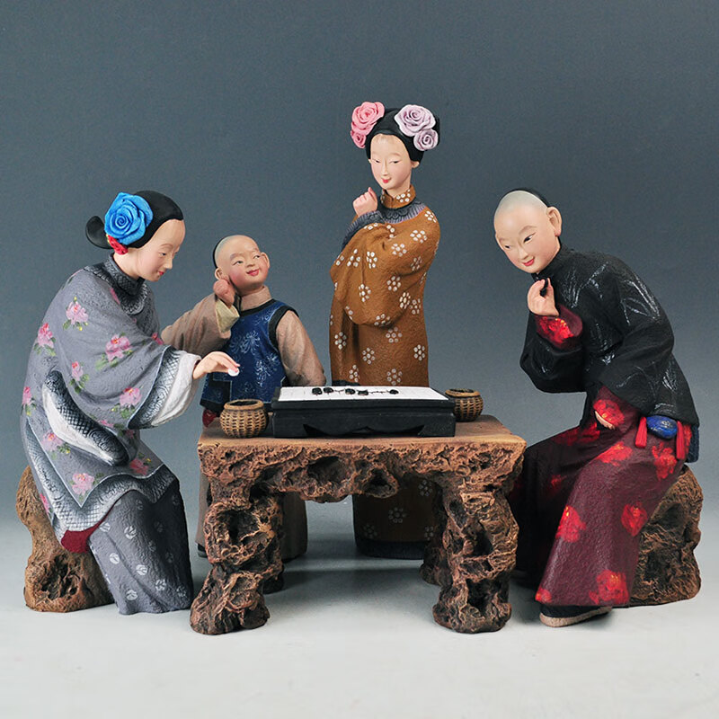 红泥坊制作 天津泥人张彩塑作品 金粉世家 收藏品 书房摆件商务礼品