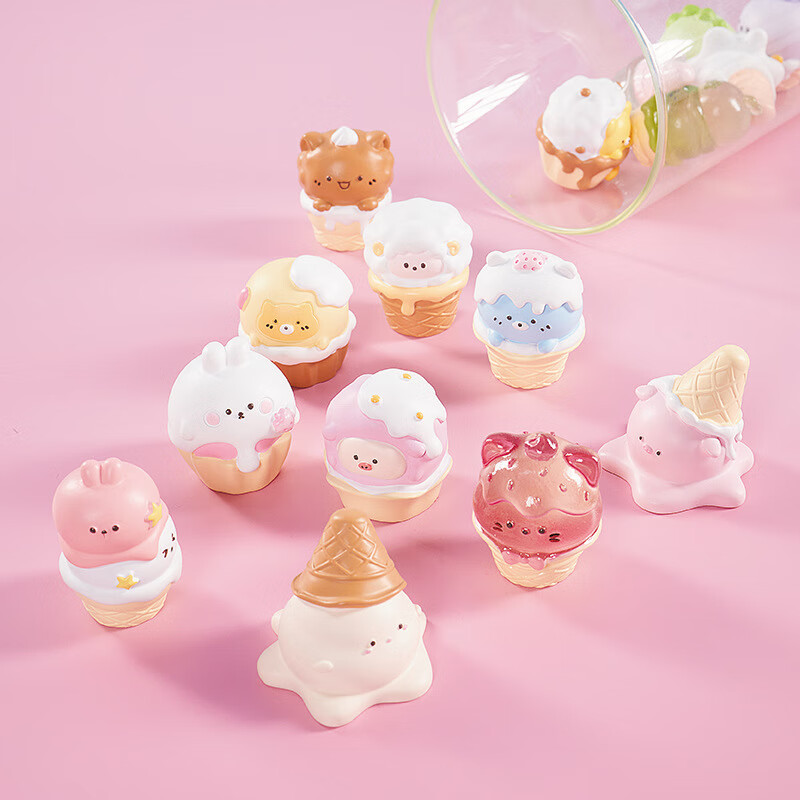 雪糕自由迷你盲袋可爱树脂小公仔萌粒潮玩直播盲盒卡通玩偶小摆件