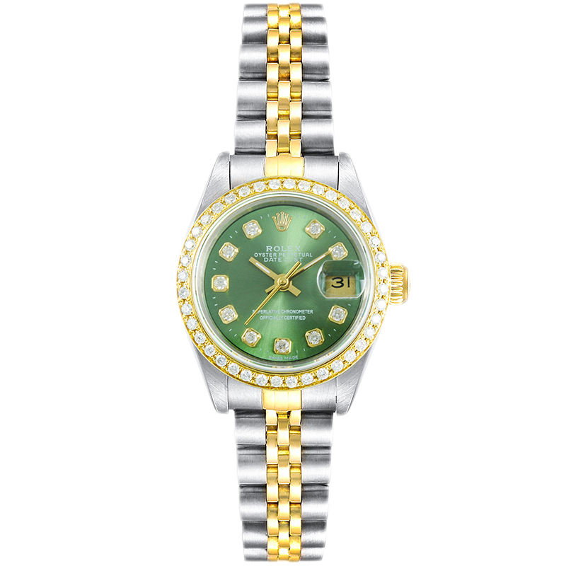 【二手95新】劳力士钢/18k黄金后镶钻自动机械手表女表69173二手奢侈