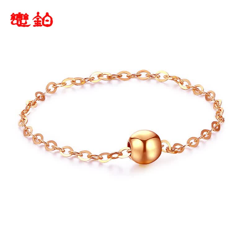 18k金戒指链条 转运珠女玫瑰金软戒AU750彩金代购 18K黄金-9号