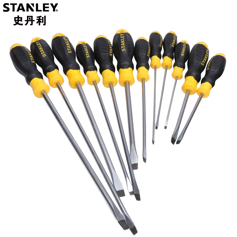 stanley)螺丝刀一字平头起子带磁性铬钒钢家用电脑维修螺丝批改锥改刀