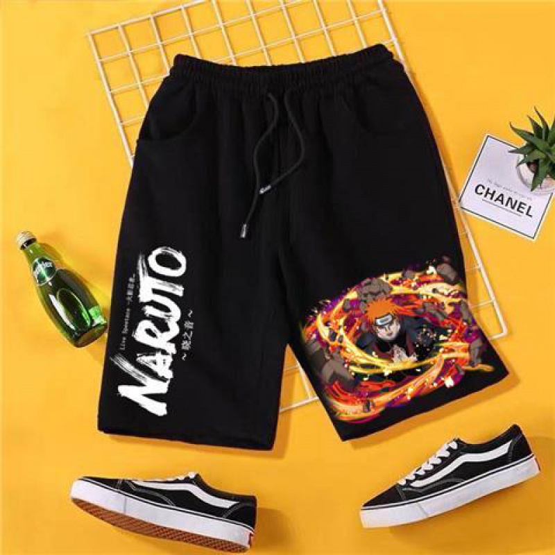 忍者佩恩六道晓组织五分短裤直筒动漫鸣人休闲五分裤2022 天神道黑色