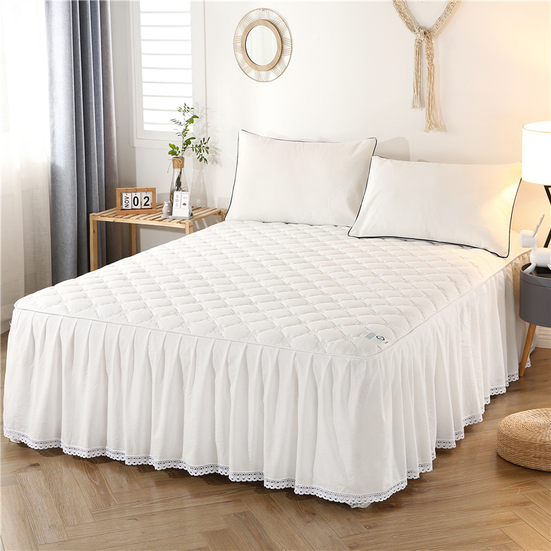 新款纯棉床裙单件床罩裙式防滑全棉加厚防尘防滑床套带裙罩床单春