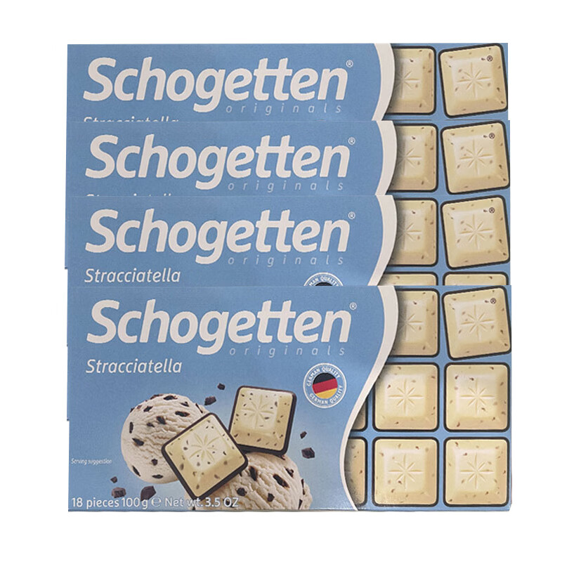 丝格德（Schogetten）德国进口榛子坚果仁黑巧克力牛奶夹心巧克力休闲零食糖果喜糖礼包 【4块*100g】香草冰淇淋味巧克力*4盒
