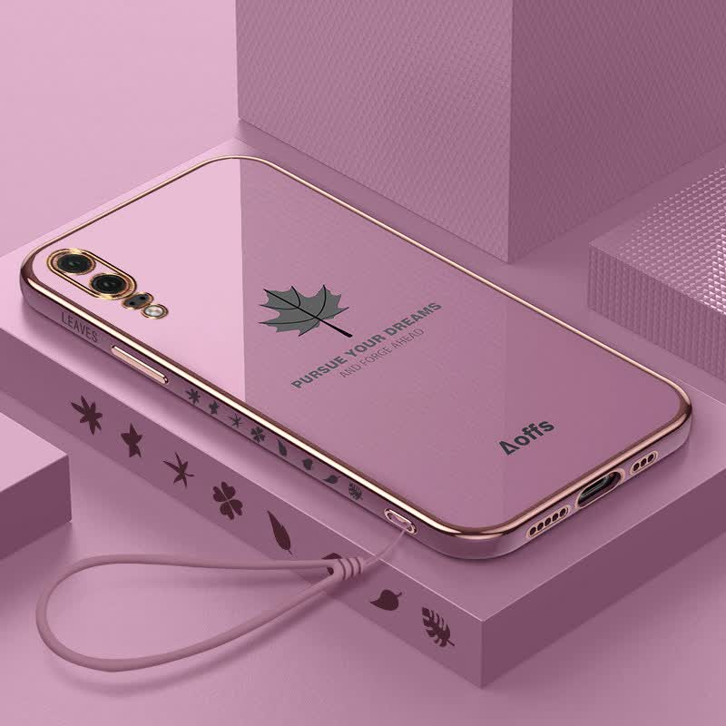 豆图 适用华为p20手机壳eml一al00侧面枫叶honor p2o电镀直边保护套