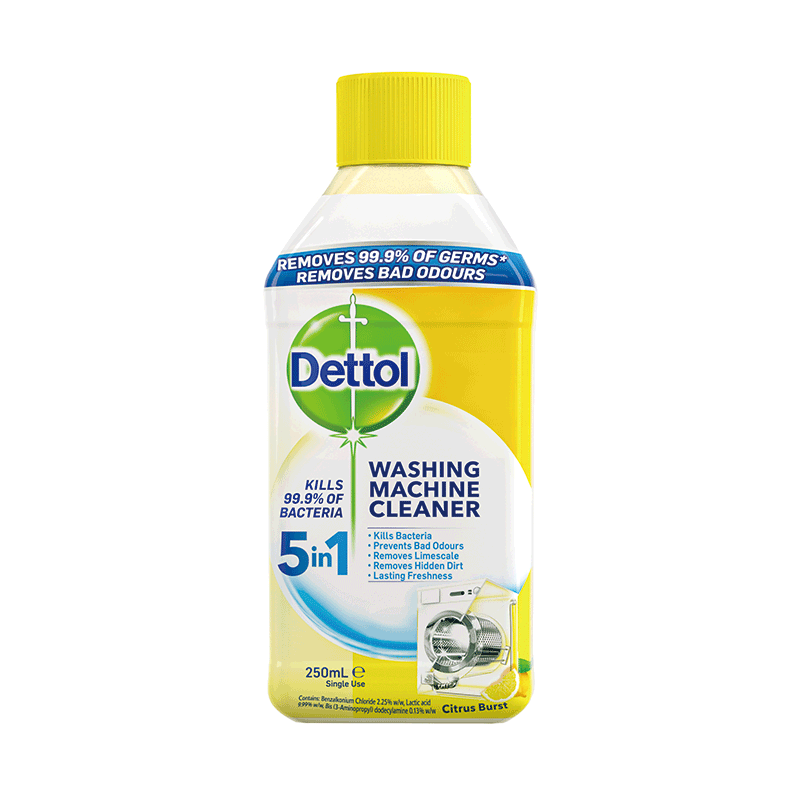 滴露Dettol 洗衣机除液柠檬清新250ml 有效杀99.9% 专为洗衣机设计 液体无残留 无需浸泡持续清新