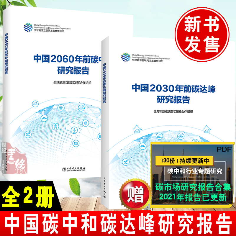 【全2册】中国2030年前碳达峰研究报告+中国2060年前碳中和研究报告能源互联互通电能替代产业转型升级能效零碳社会建设生态治理