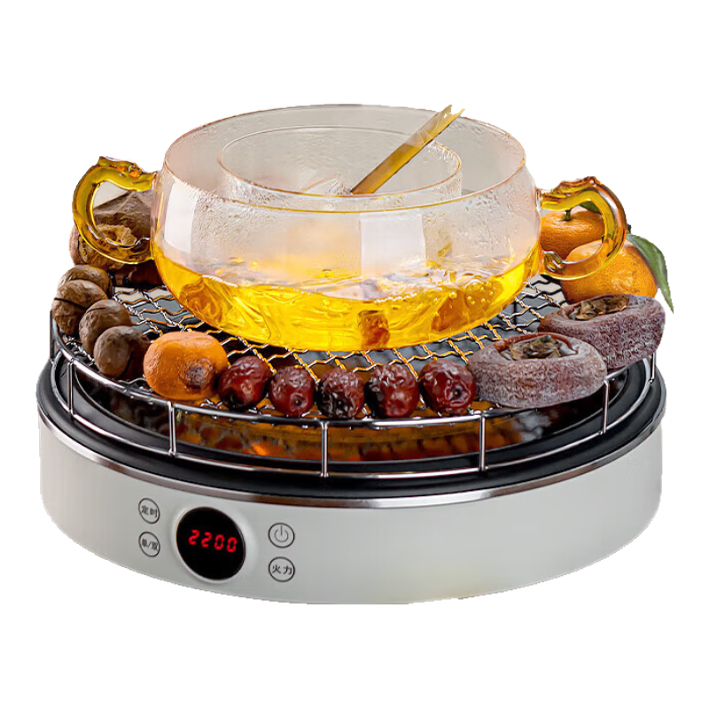 正揚(yáng)圍爐煮茶器具全套中式高功率家用戶外燒烤電陶爐煮茶爐玻璃燒水壺 雙環(huán)圍爐+煮茶碗+烤網(wǎng)