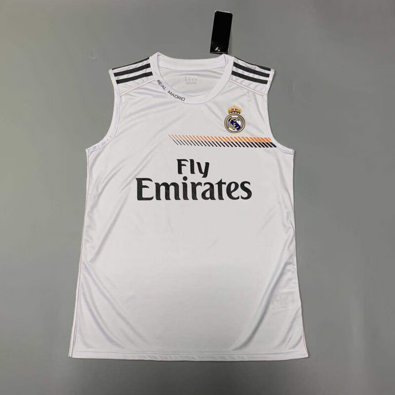 pfb皇马经典马德里无袖背心袖训练服背心对抗背心足球服 白色上衣 s