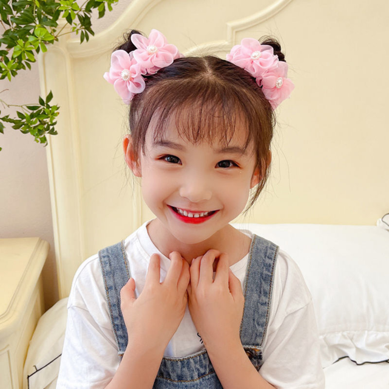 言象花朵发圈儿童发饰表演头花舞蹈发圈小女孩公主丸子头可爱头绳皮筋