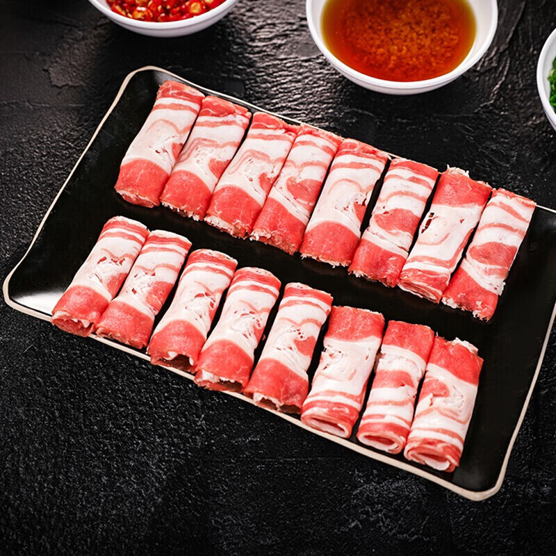 诺西贝源头直发 烧烤羔羊小切羊肉散养生鲜羊排烧烤羔羊 羊肉卷500g*3袋