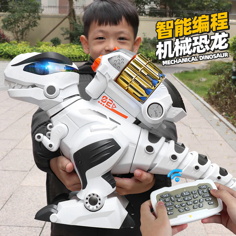 盈佳（AMWELL）儿童遥控恐龙玩具电动早教智能机器人编程动物霸王龙男孩生日礼物 大号俯身恐龙