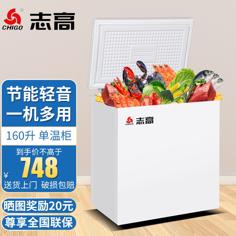 志高（CHIGO）【送货上门】冰柜家用冷柜 冷藏冷冻转换冰柜卧式小冰柜 保存母乳小冰箱 160升【标准款 全国联保】
