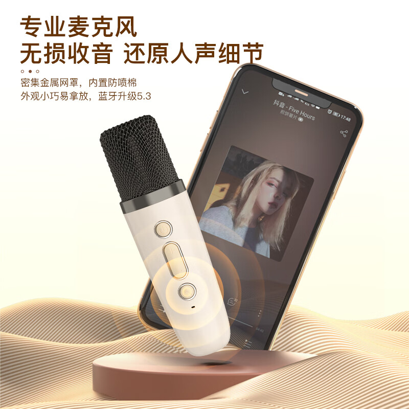 奇联蓝牙音响家庭ktv音响套装家用户外K歌卡拉OK一体机电视手机唱歌设备全民K歌点歌话筒麦克风声卡 素心沙韵