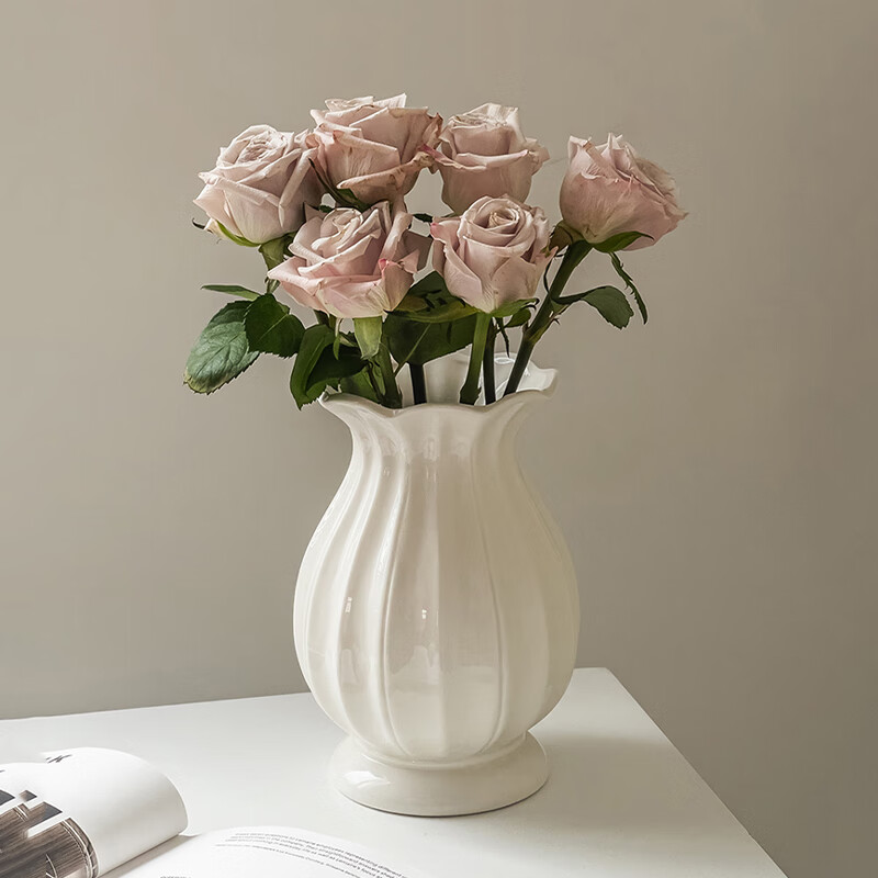 京东鲜花 法式陶瓷小花瓶高级感插花复古美式玫瑰客厅摆件白色艺术奶油风使用感如何?