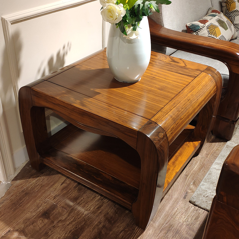 ailvju 全实木乌金木方茶几 现代中式双层茶几边几实