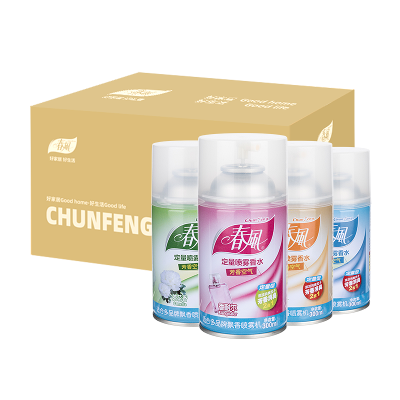 春風(fēng)噴香機(jī)補(bǔ)充液空氣清新劑32瓶（茶花茉莉法國(guó)香耐）廁所香氛清香劑