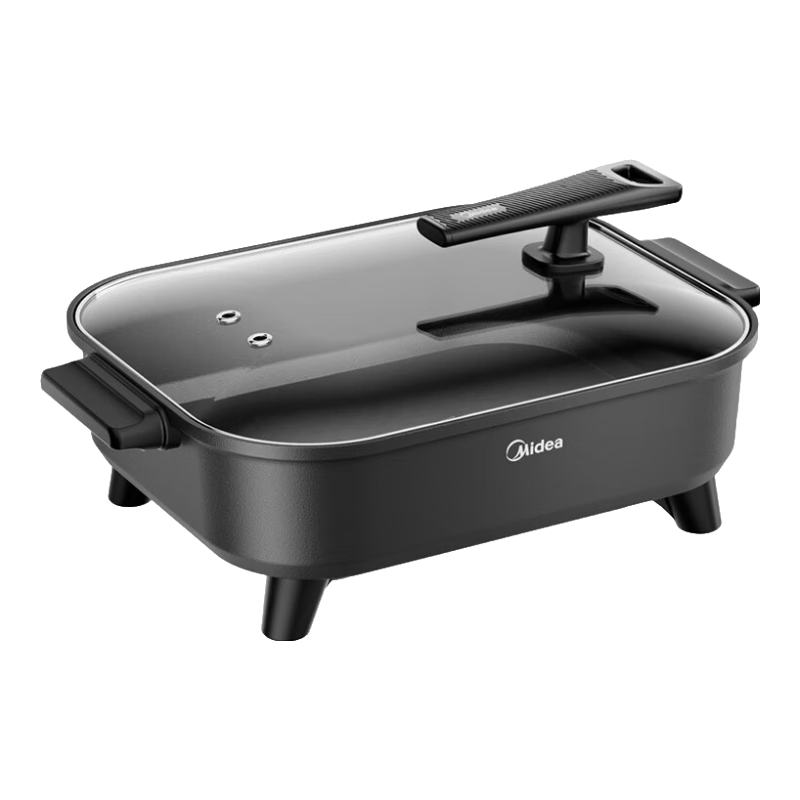 美的（Midea）火锅专用锅 电火锅 烤鱼锅6分钟速沸电锅一体多功能锅电煮锅火锅锅 8L大容量 HGE383051