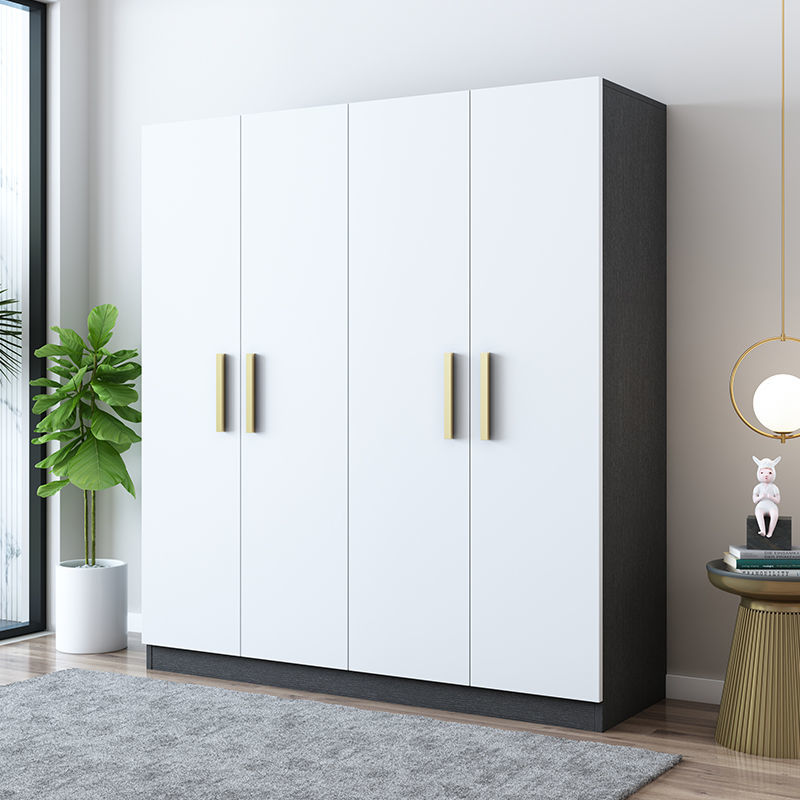 简易现代衣柜经济实木免漆板式厨家装234门组装实用收纳家具 浅胡桃四