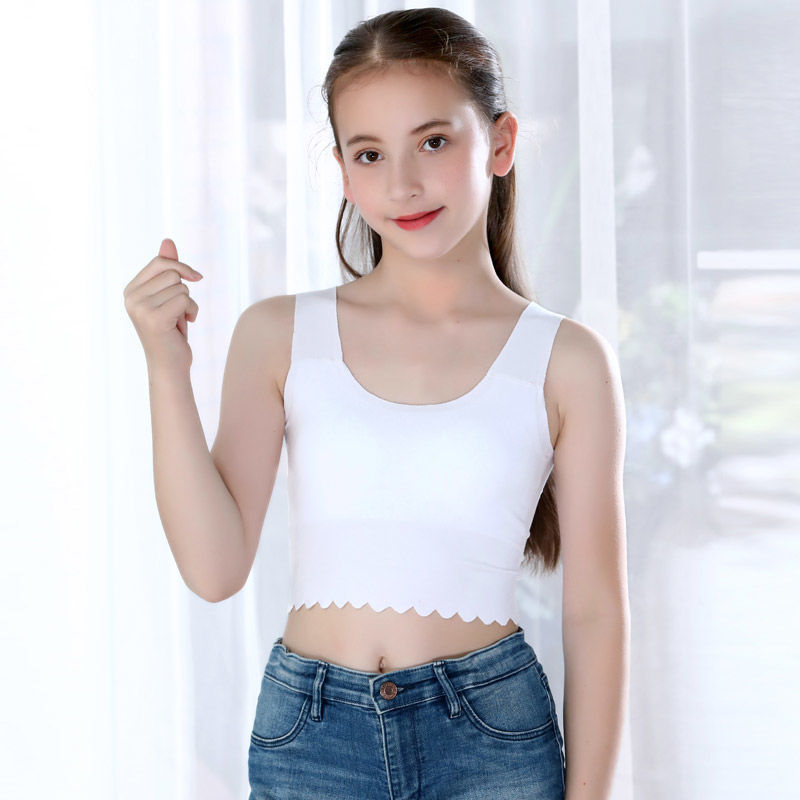 女孩发育期小背心女孩背心发育期女童无痕内衣莫代尔薄款初中女生小