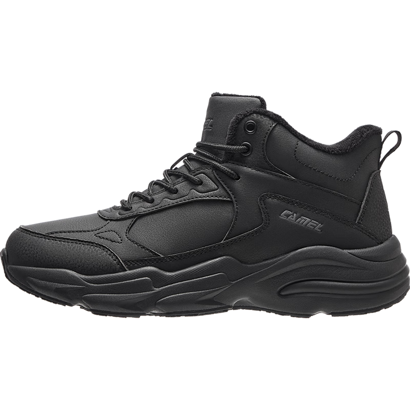 駱駝（CAMEL）加絨男鞋高幫休閑父親秋冬保暖棉鞋 K14C36L3635 黑色 40