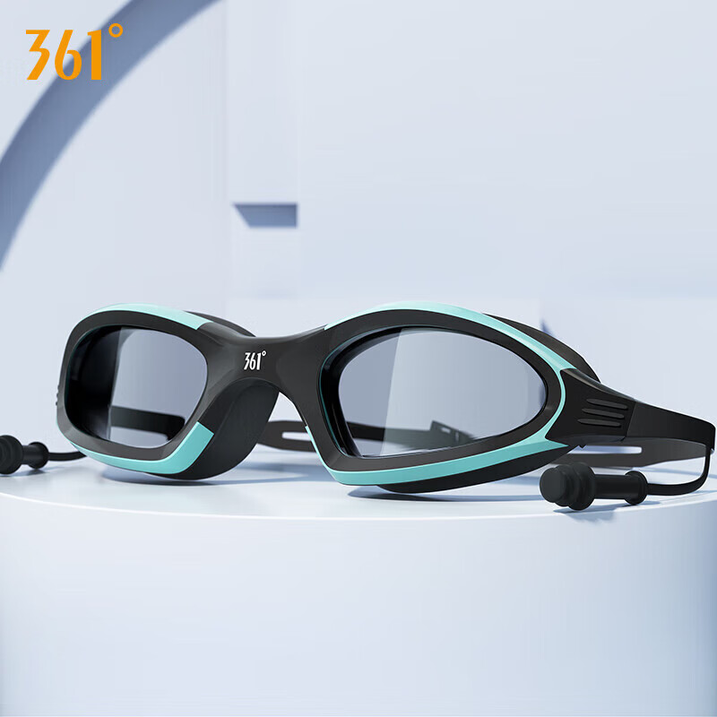 361°泳镜防水防雾高清男女成人带耳塞游泳眼镜潜水专业护目镜 蓝