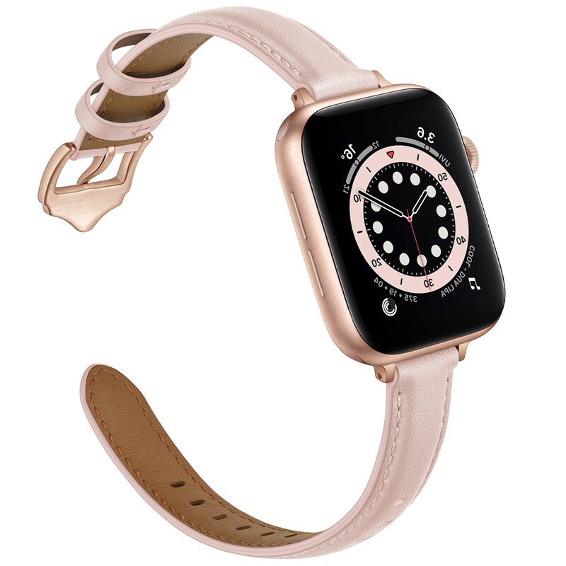 苹果手表applewatchs8/7/6/se/5/4/ultra表带小牛皮休闲女款皮质i