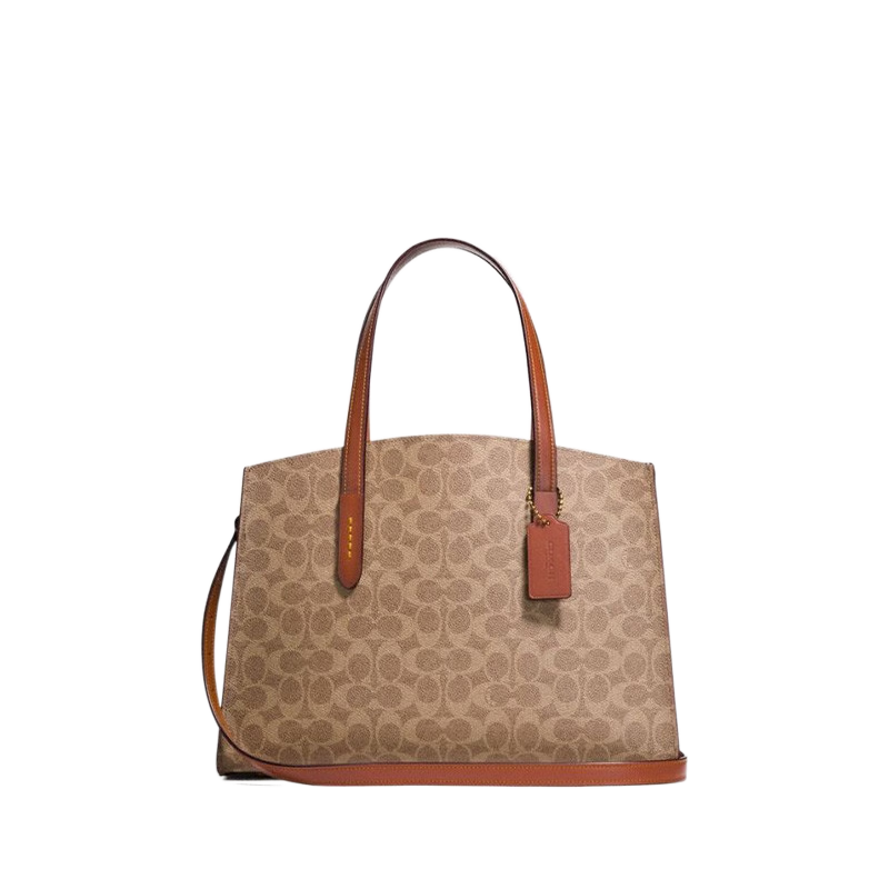 蔻馳（COACH）奧萊女士女包經(jīng)典標(biāo)志CHARLIE CARRYALL手提包紅色 黃銅色硬件/橙紅色