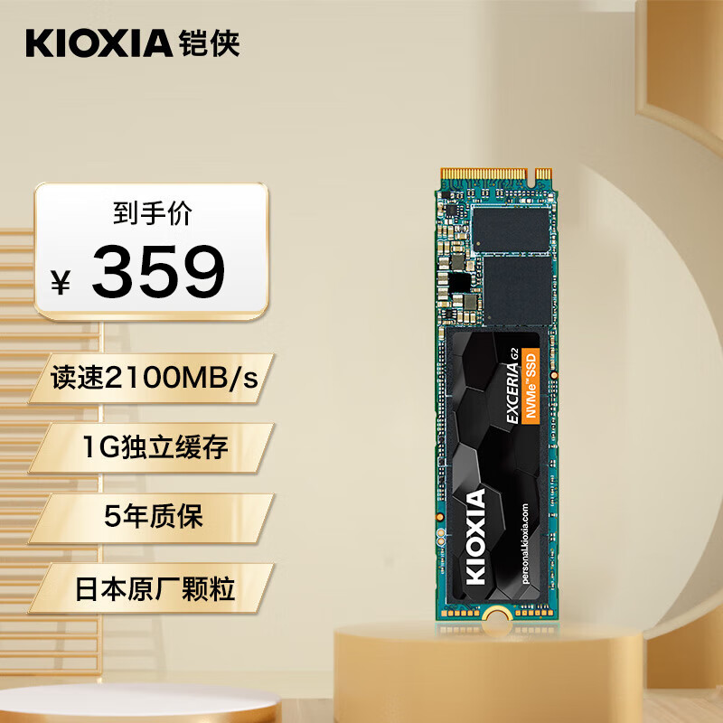 铠侠(Kioxia)1000GB SSD固态硬盘 NVMe M.2接口 EXCERIA G2 RC20系列