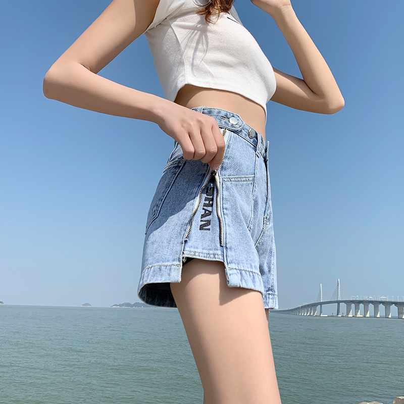 沃歌蕾  牛仔短裙女2021新款夏季高腰chic半身裙显瘦港风ins潮 浅蓝 M