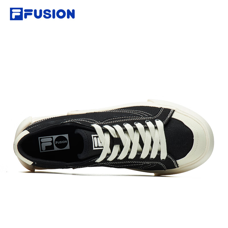 FILA FUSION斐乐男鞋POP帆布鞋潮牌男子潮流板鞋街拍运动休闲鞋男 黑-BK 42