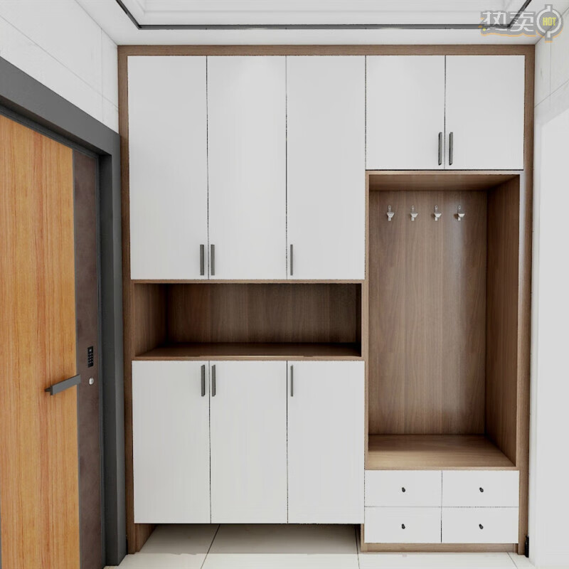 博言入户门鞋柜隔断柜多功能玄关柜一体储物柜现代简约实木鞋柜到顶