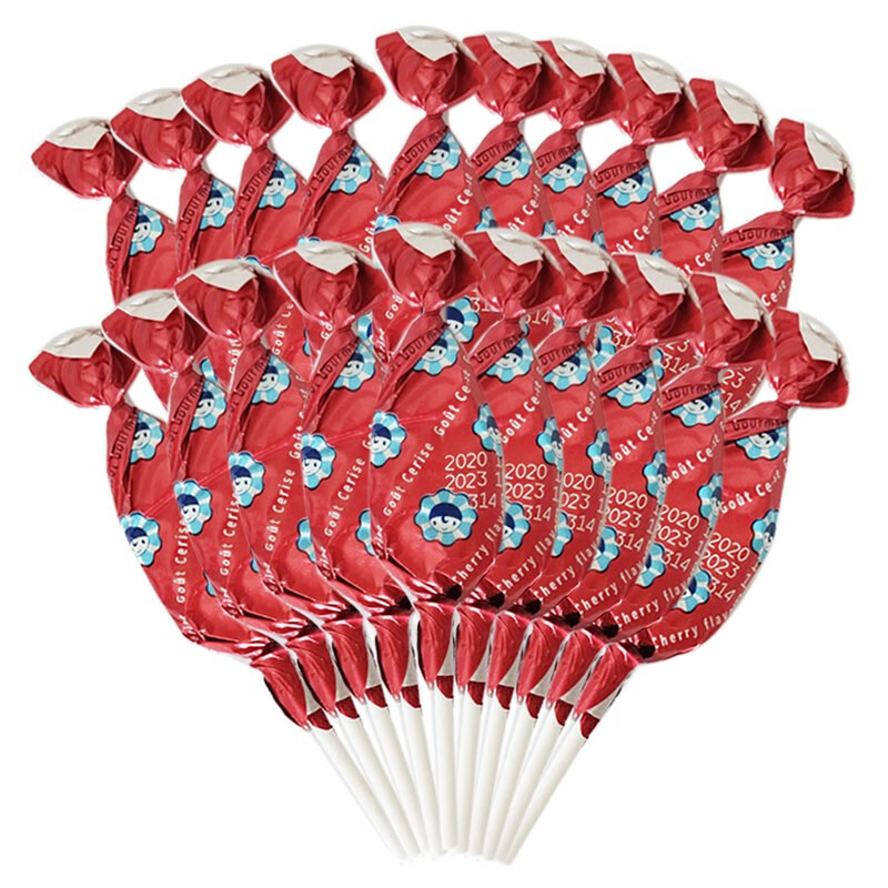 倍乐果5袋 樱桃味棒棒糖262.4g/袋 法国进口水果糖 网红锥形糖果 零食