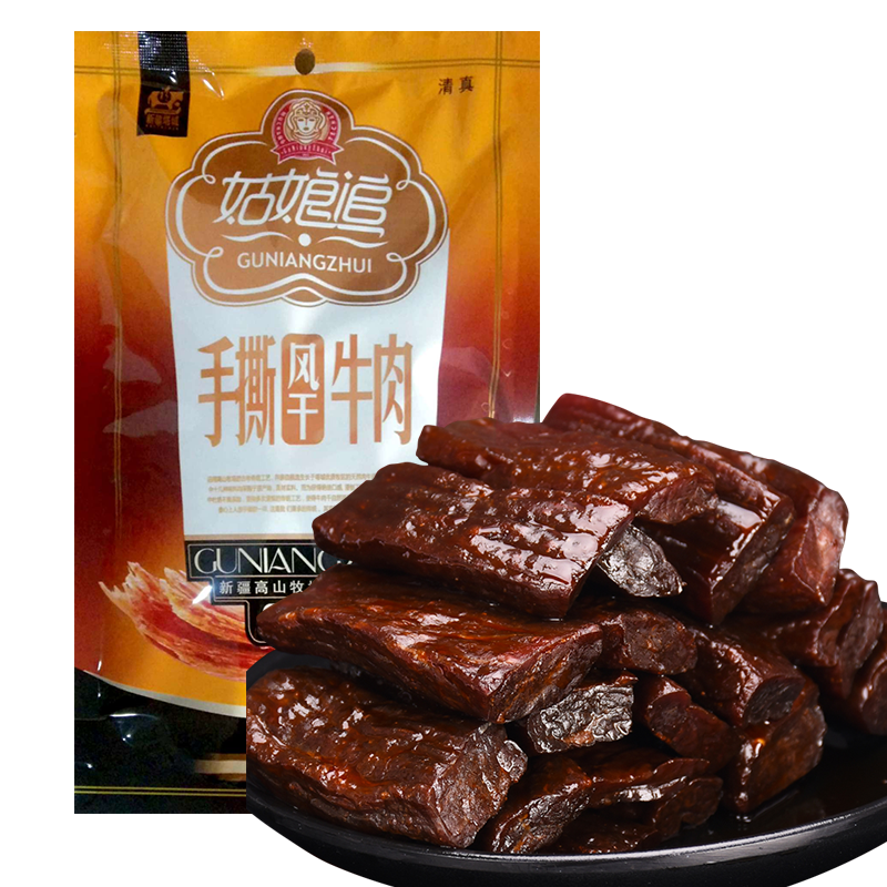 姑娘追(girl chase)手撕风干牛肉干118克 新疆特产 清真零食独立小