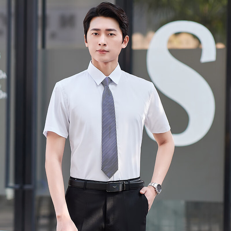 漠悠洛职业衬衫短袖企业员工衬衣夏季商务正装男女同款职业装汽车4s