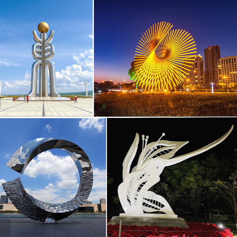 瀛乐 厂家制作城市广场发光精神堡垒摆件不锈钢雕塑园林售楼部景观雕