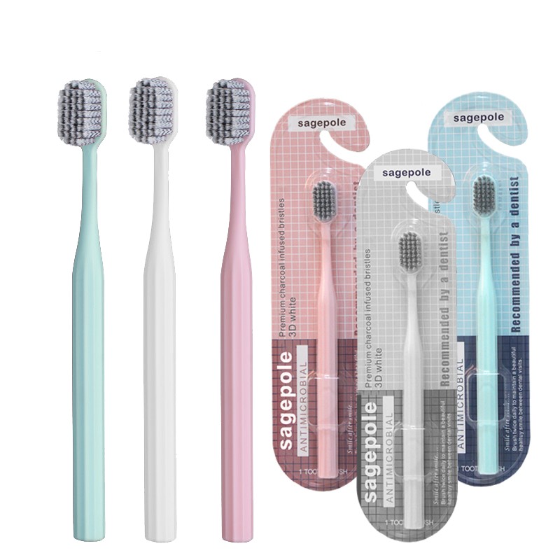 sagepolesagepole备长炭双螺旋深层清洁护龈牙刷 少女粉 1支