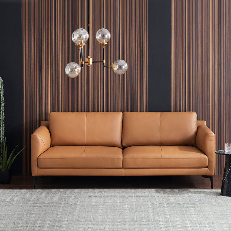 禧厢苑办公沙发组合商务接待会客洽谈头层牛皮三人位小型办公室真皮