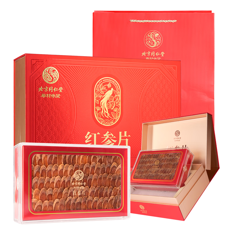 同仁堂（TRT）紅參片150g禮盒大片人參蒸制高檔送客戶長輩