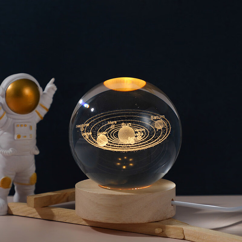 TaTanice水晶球摆件桌面小夜灯儿童创意玩具太阳系模型玻璃球女孩生日礼物