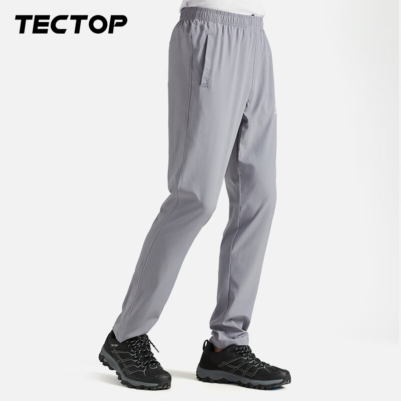 探拓（TECTOP）速干裤男长裤2024春夏薄款透气弹力休闲裤户外登山运动裤子情侣款 男款浅灰 3XL