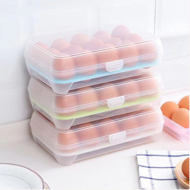 绘集15格鸡蛋盒冰箱保鲜盒便携野餐鸡蛋收纳盒塑料鸡蛋盒 2个