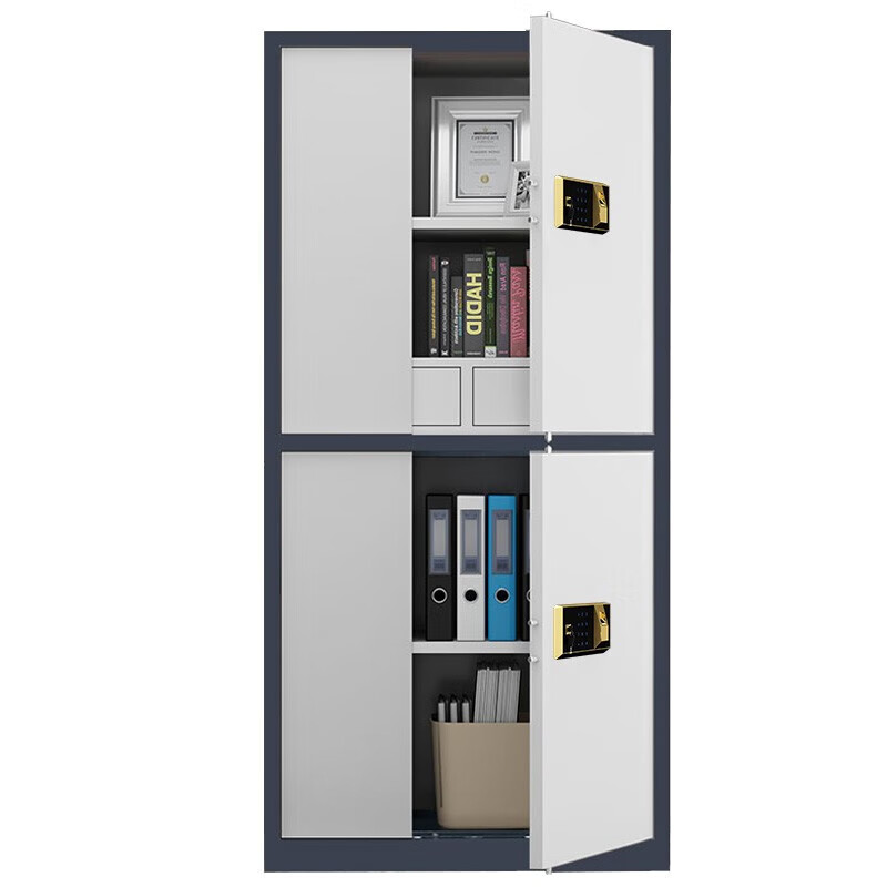 昌毅达保密柜电子智能密码柜档案文件柜 通双节灰白色电子指纹锁带