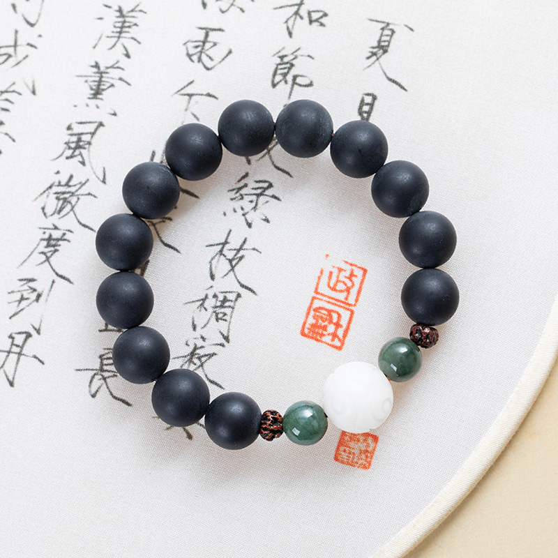 原创药珀菩提根天意子药柏佛珠手串配饰手链转运男女 单圈手围14cm