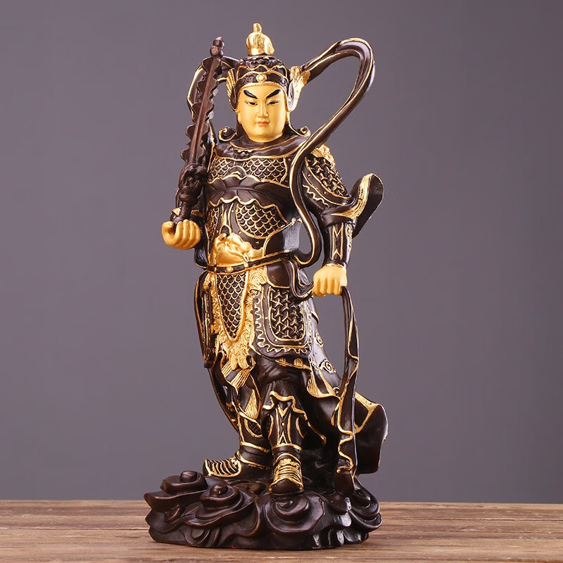 盛凡 古銅描金韋陀 伽藍佛像韋馱菩薩黃銅佛堂神像銅像 佛教護法 描金韋陀菩薩/尊 26厘米高